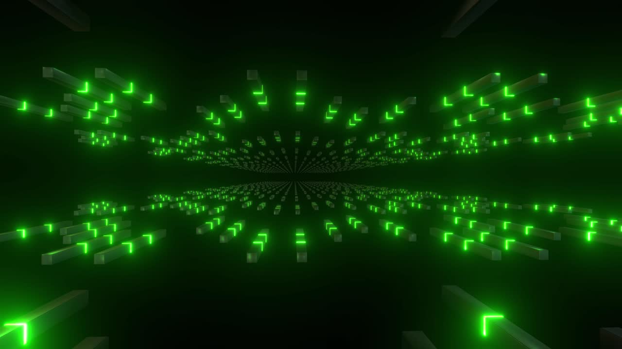 추상적인 빛나는 녹색 터널