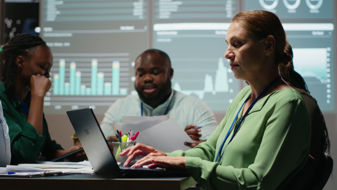 Diverse employees team developing a business strategy aligned with objectives