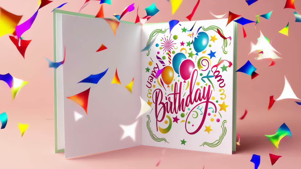 Open Birthday Book with Confetti