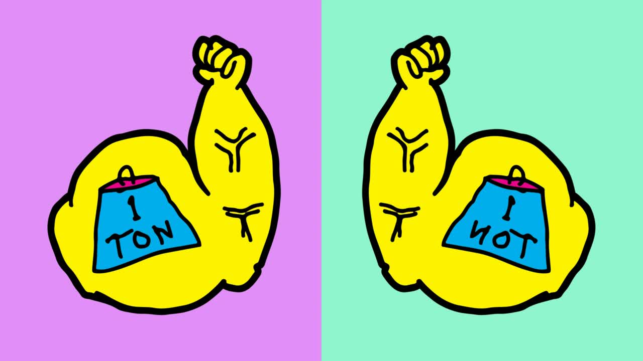 어린이들이 팝 아트 그림을 그리고 있습니다. 근육의 손을 주제로 한 원활한 배경입니다.