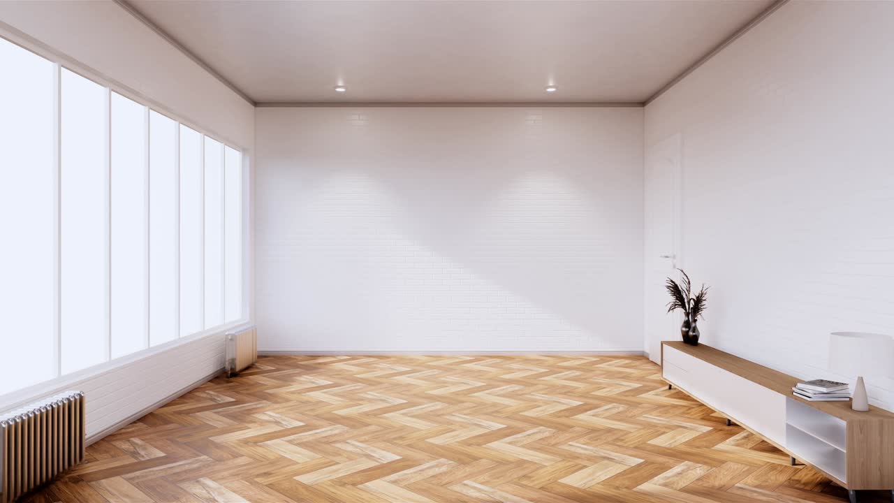 Empty Loft style with white brick design loft style.3D rendering