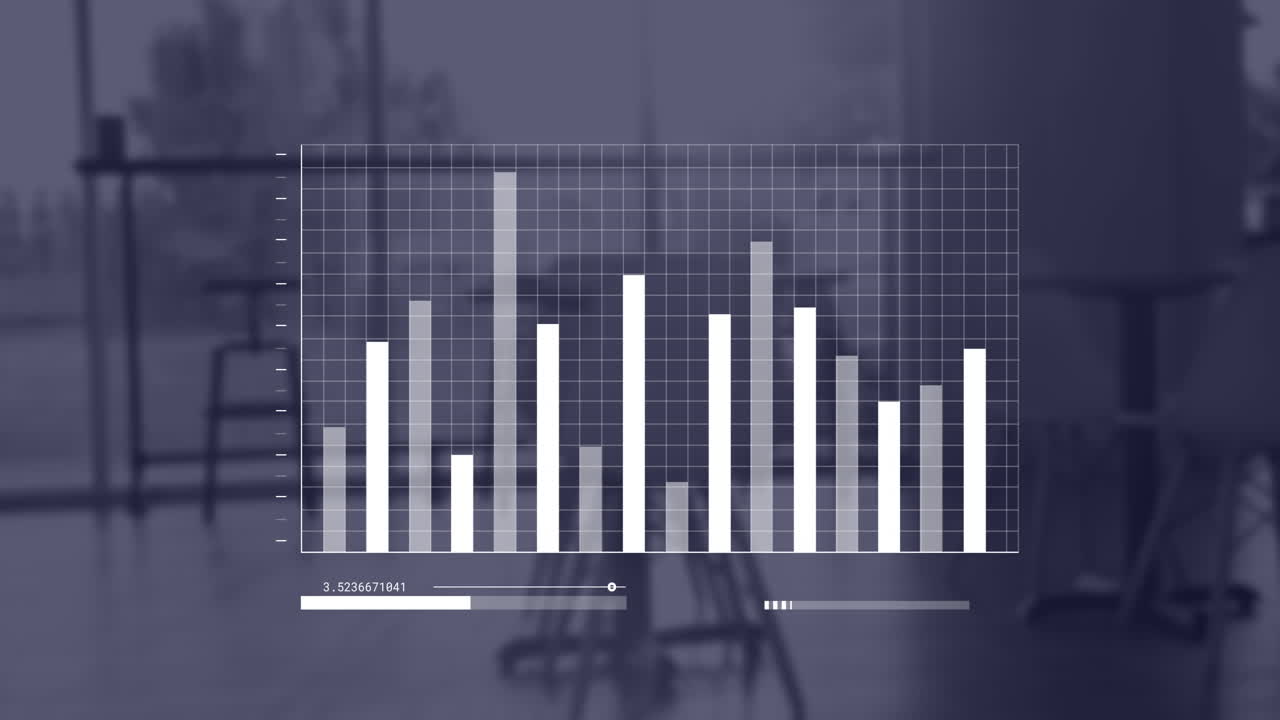 animación de las estadísticas y procesamiento de datos financieros en la oficina