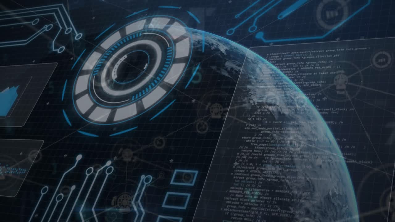 animación del procesamiento de datos a través del escaneo de alcance y el globo