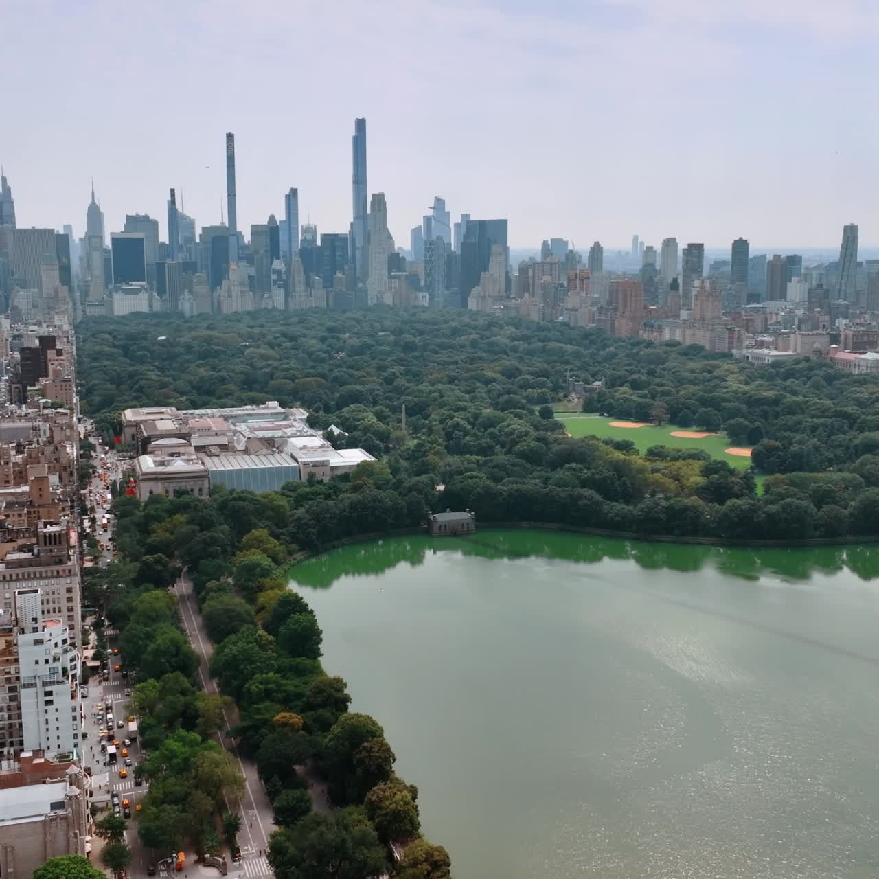 Central park new york city overview. Aerial manhattan city park