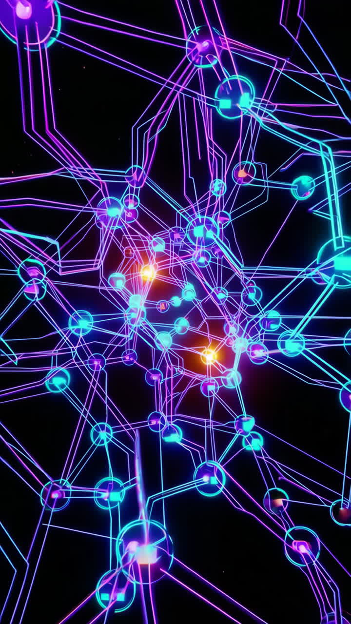 Abstract Neon Circuit Network