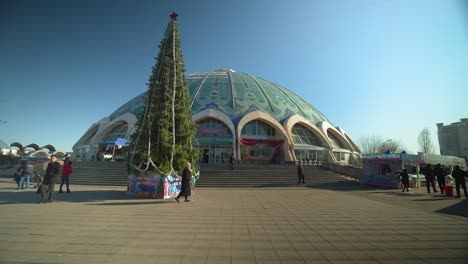 christmas tree at the chorsu bazaar dome in the old town of tashkent uzbekistan central asia.