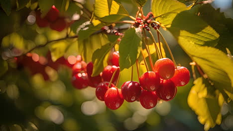 a beautiful tree laden with ripe cherries