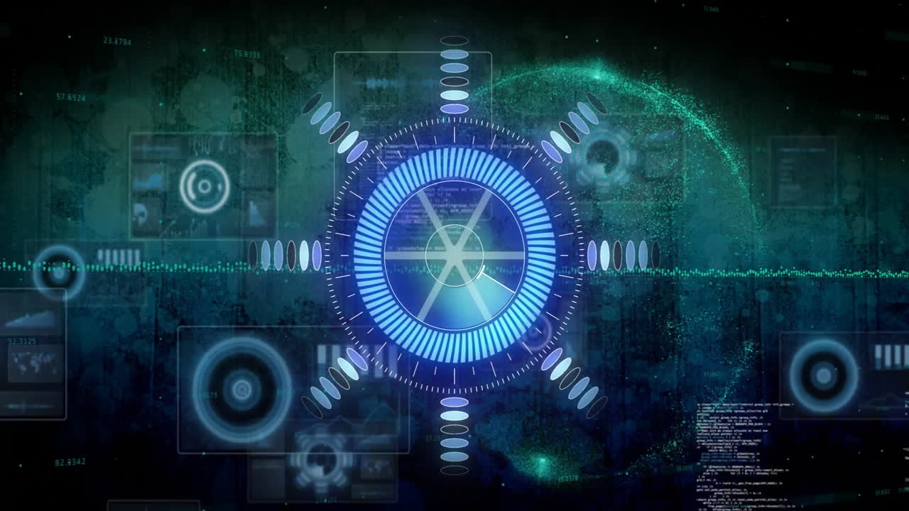 전 세계에 대한 데이터 처리 및 범위 스캐닝의 애니메이션