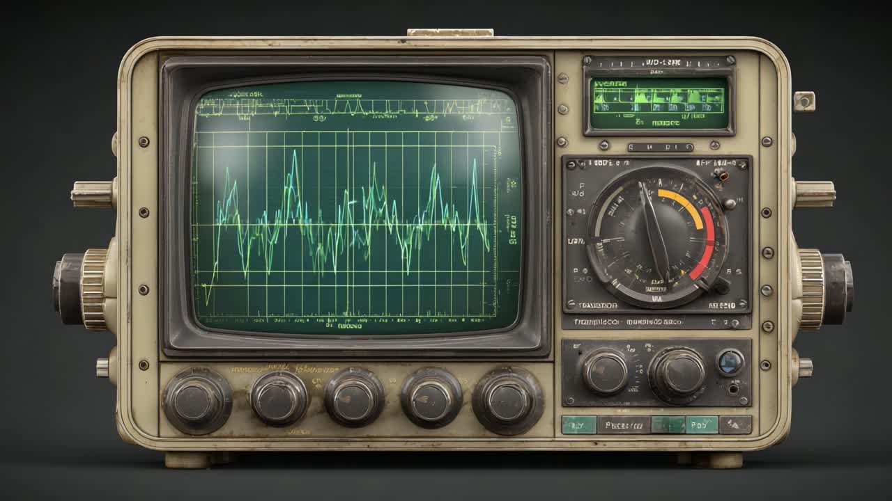 An Intriguing View of a Vintage Oscilloscope, Showcasing Waveforms on Its Display with Detailed Instrumentation Controls for Both Precision and Aesthetics