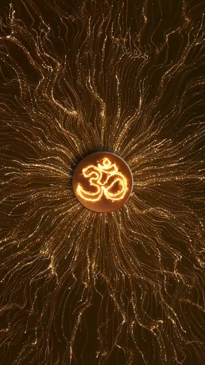 Helligt om-symbol gylden energi eksplosion baggrund om-symbol kosmisk energi univers energi kosmisk
