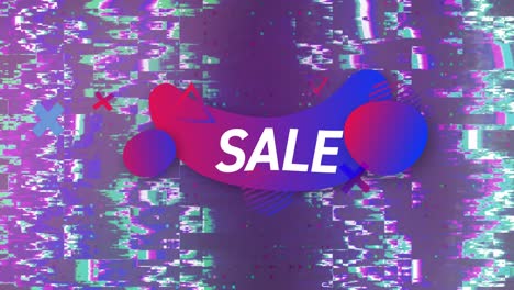 Animation-of-sale-over-red-and-blue-shape-and-changing-violet-background
