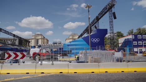 preparation of an outdoor venue for the olympic games in paris