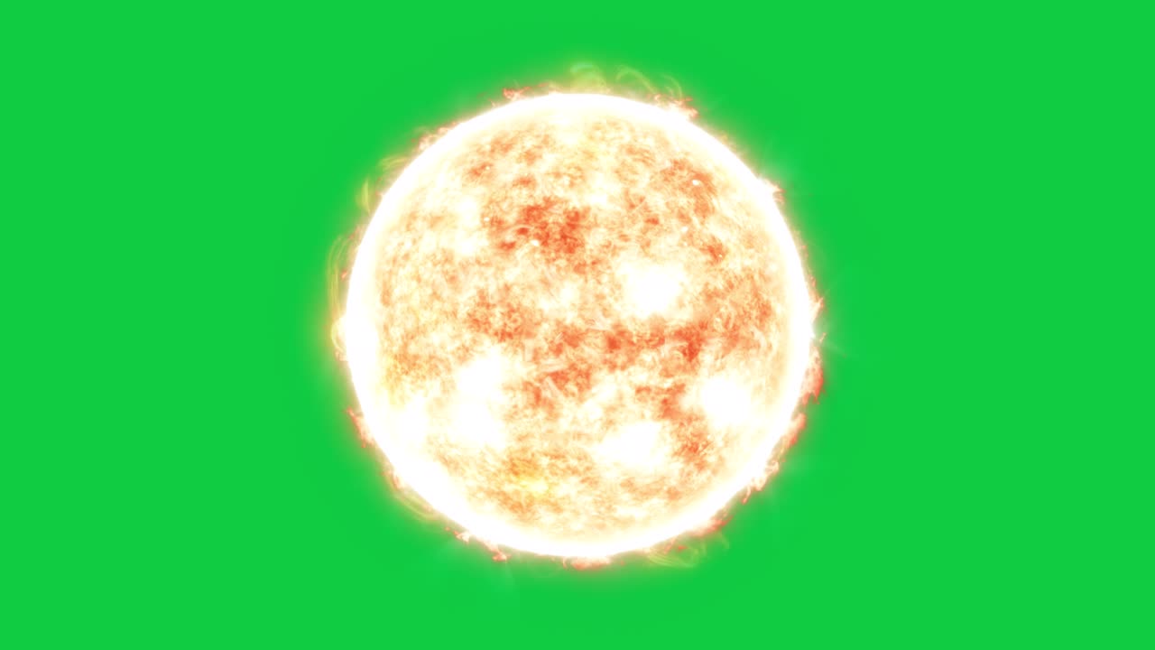 chromakey реалистичное анимированное солнце на зеленом фоне экрана для композиции vfx