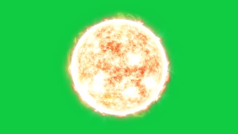 chromakey realistic animated sun on a green screen background for vfx compositing