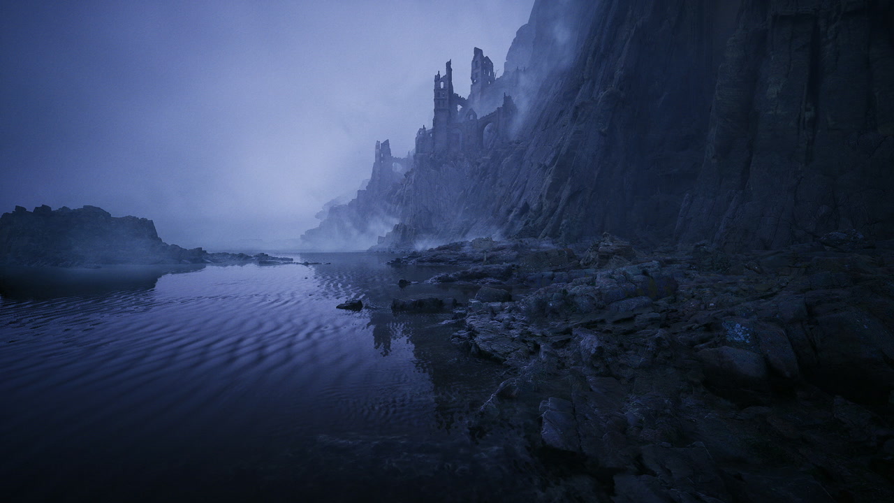 Veiled maritime site with silent waters and mysterious shadows