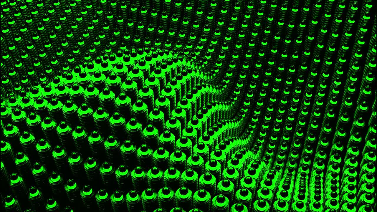 ondas de partículas digitales abstractas en un fondo negro, bucle sin costuras. diseño. visualización de la transferencia de datos digitales en el hiperespacio