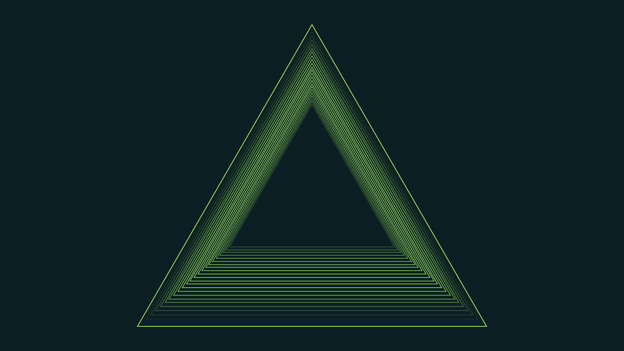 어두운 배경에 있는 초록색 선 삼각형