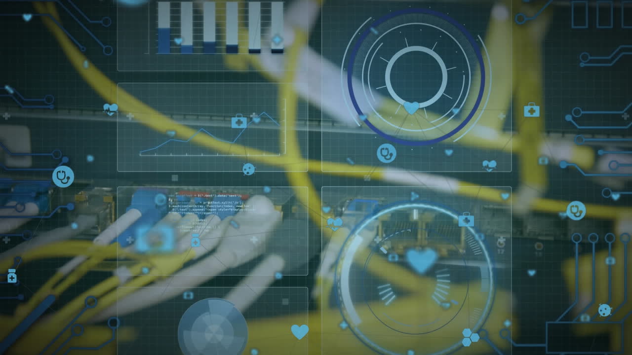 Animation of networks, scopes and data processing over computer server