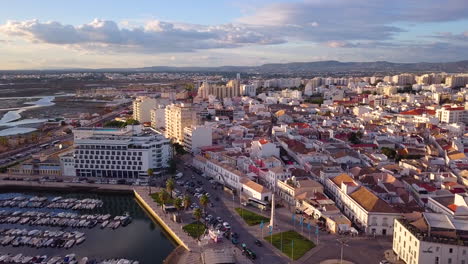 Luftaufnahme-Des-Hafens-Von-Faro-In-Portugal-An-Der-Algarve