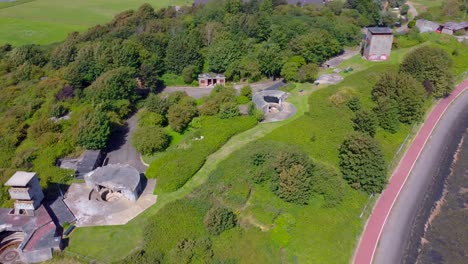 drone fly above Harwich town in Essex, England, revealing historical old city