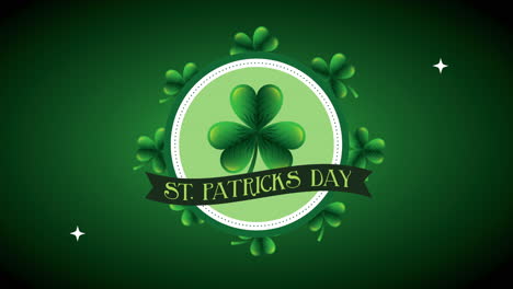 st patricks day animated card with lettering and clovers
