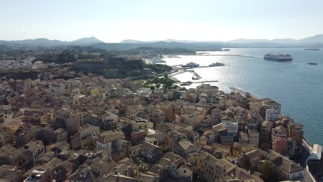 aerial view of corfu town skyline in corfu island, greece