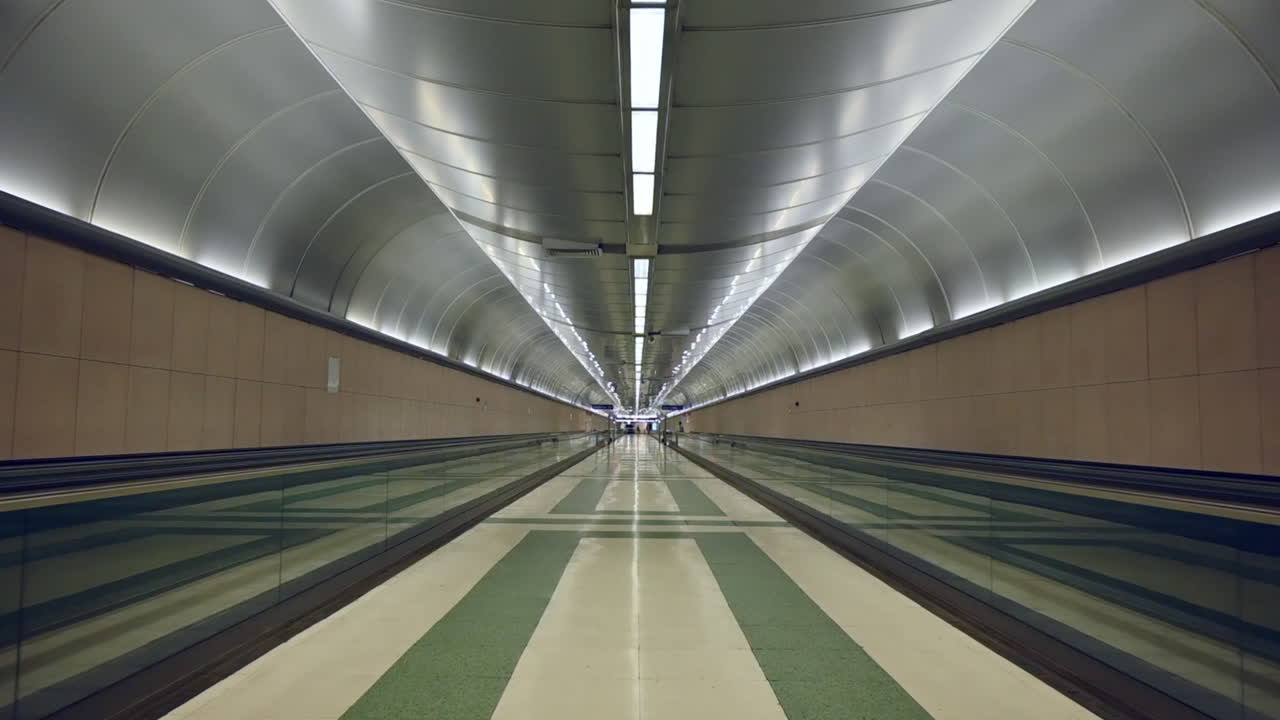 Underground tunnel with artificial lights