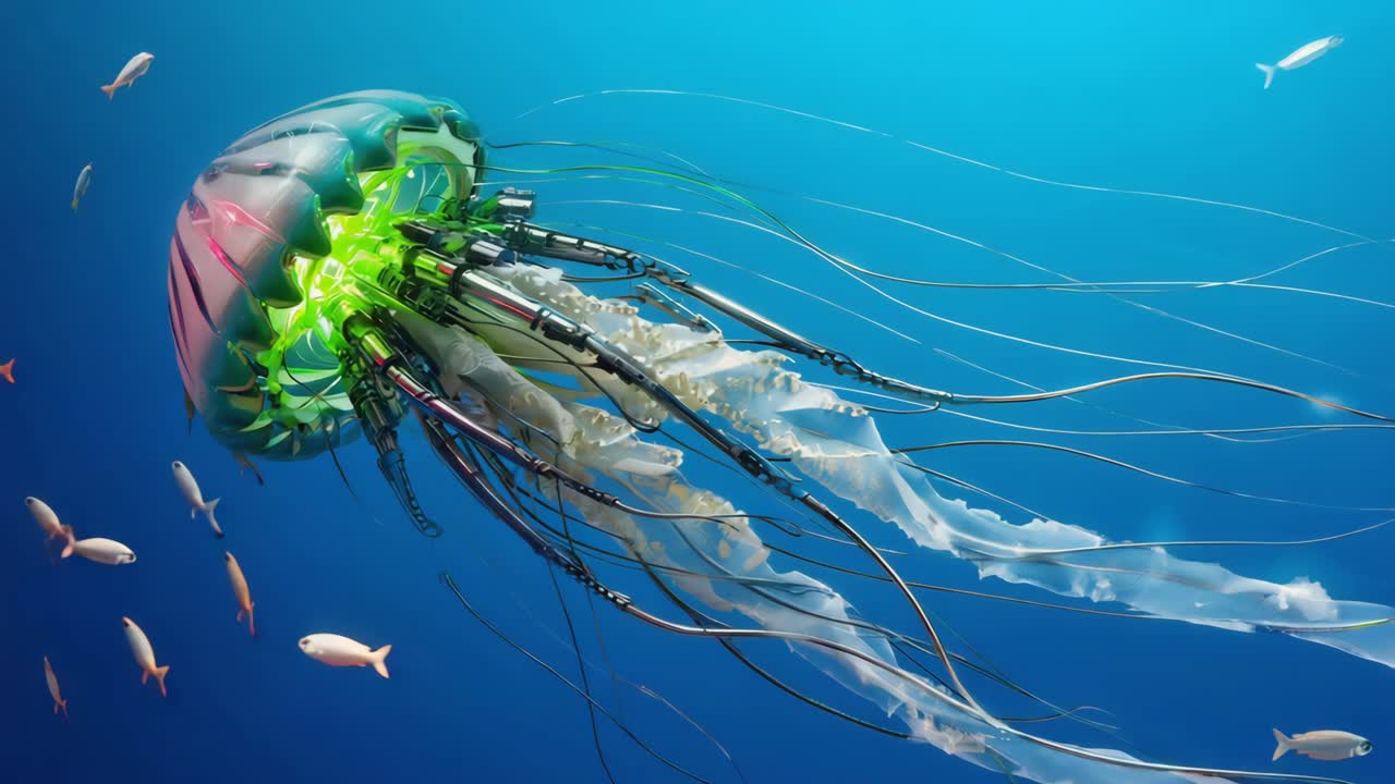 Futuristic Robotic Jellyfish in the Ocean