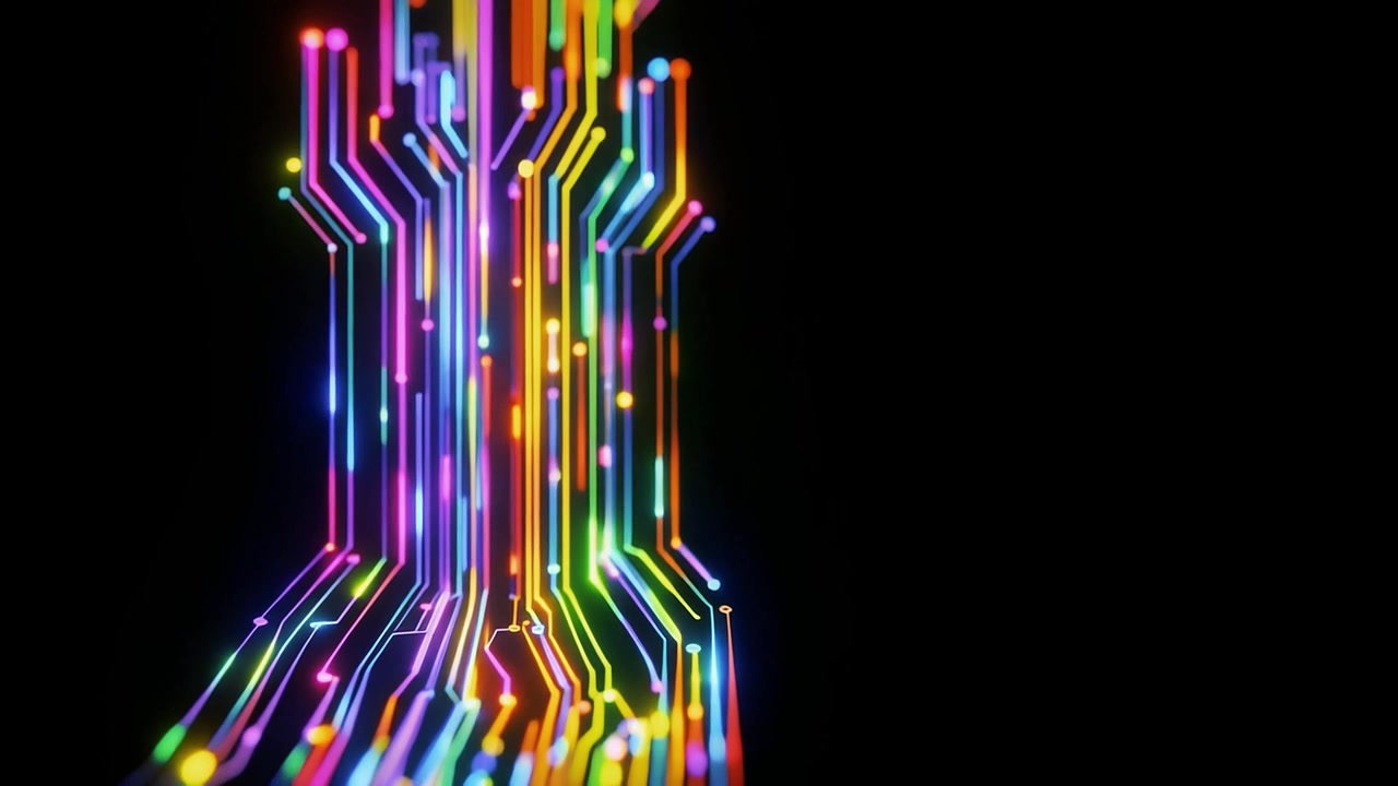 Flusso di Dati Digitali Astratti Attraverso Linee di Circuito Colorate