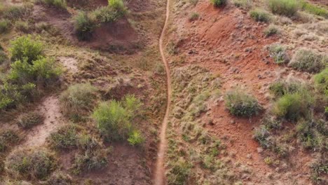 Drone-Fly-Over-of-a-Trail-on-a-Sunny-Day