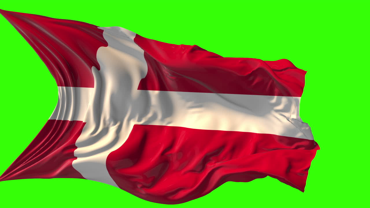 Waving flag of Peru on a green screen