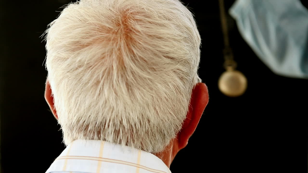 노인이 최면 상태에 빠지고 있습니다.