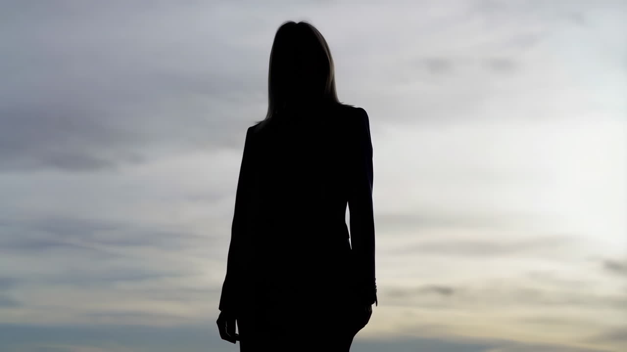 Silhouette of a person against a cloudy sky