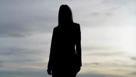 silhouette of a person against a cloudy sky
