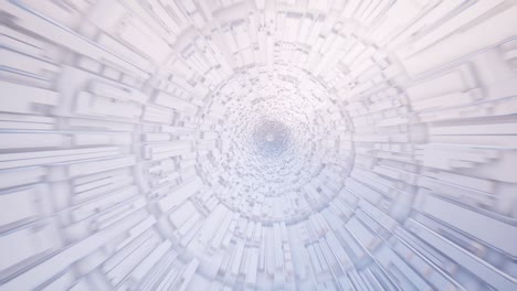 túnel blanco futurista animación renderizada en 3d corredor de ciencia ficción realista con elementos de diseño rectangular volumétrico en las paredes imágenes concepto de arquitectura moderna vídeo interior de tubo de alta tecnología