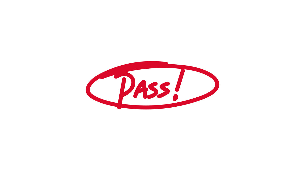 Animated Red Handwritten Words Yes No Pass Great