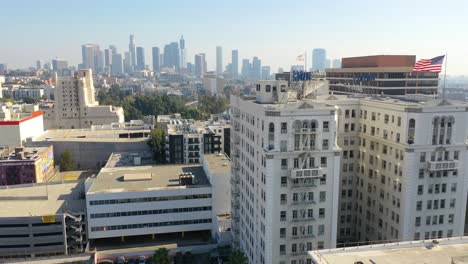 aerial of the bryson and royale apartment buildings in the wilshire district of los angeles california