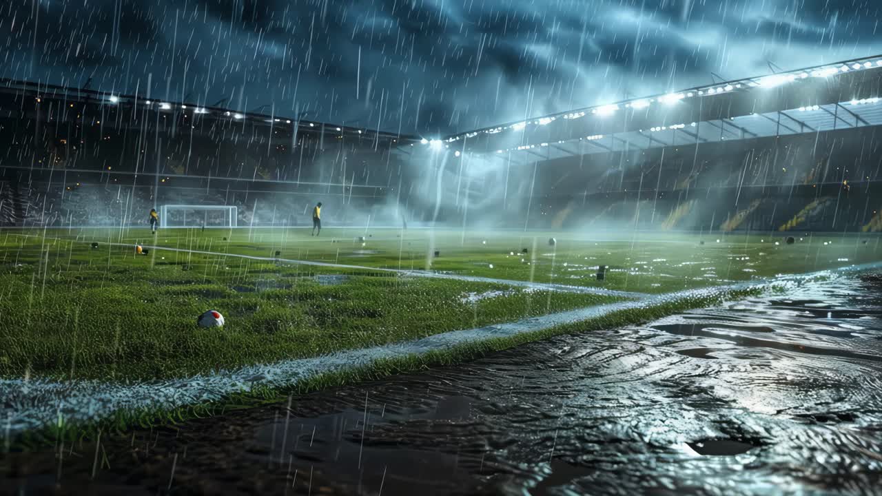 Stormy Night at the Football Stadium