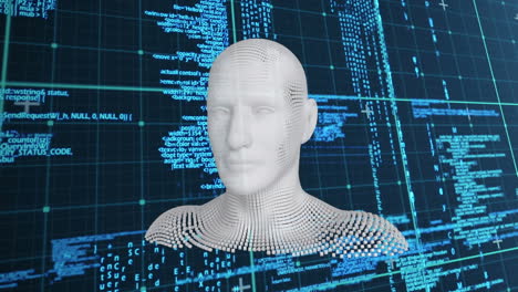 busto humano en movimiento con procesamiento de datos