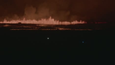 fire and lava erupt from grindavik volcano in sundhnúkur crater, iceland, illuminating the night sky