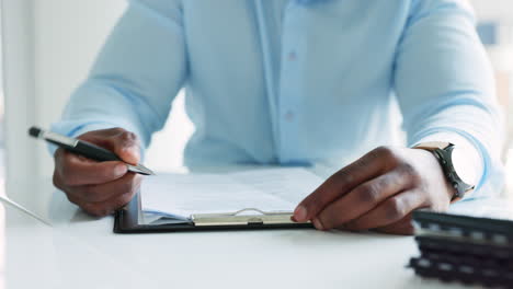 writing, hands and paper work with a man applying