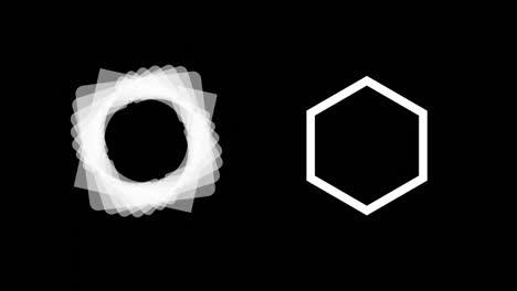 animación digital de una forma geométrica abstracta girando contra un fondo negro
