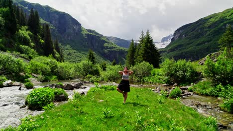 calm meditative yoga at alpine swiss alps