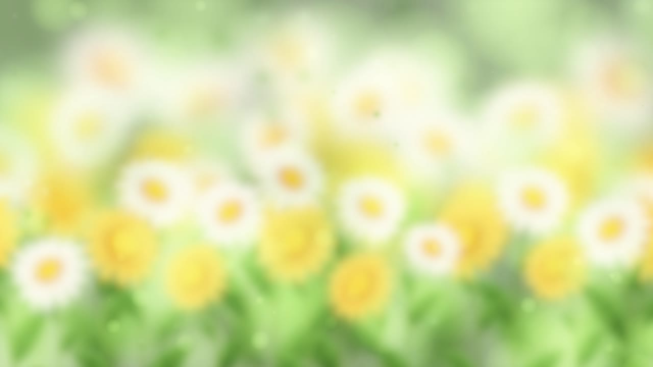 Soft focus animation of flowers swaying in a gentle breeze, creating a serene and calming atmosphere with warm, natural colors