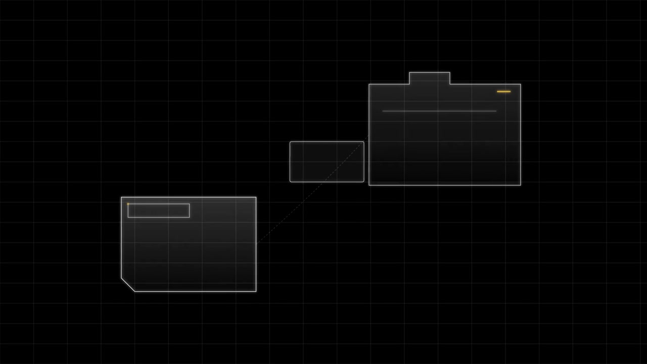 Digital Interface Elements Expanding on Dark Grid Background