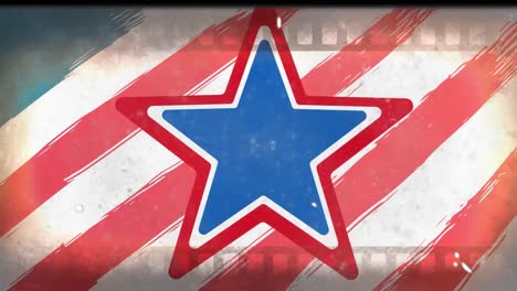 animation of red and blue stars over american flag