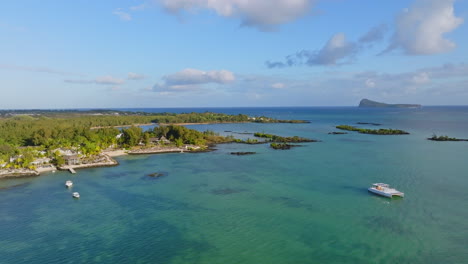 aerial drone of tropical beach in the mauritius island, indian ocean