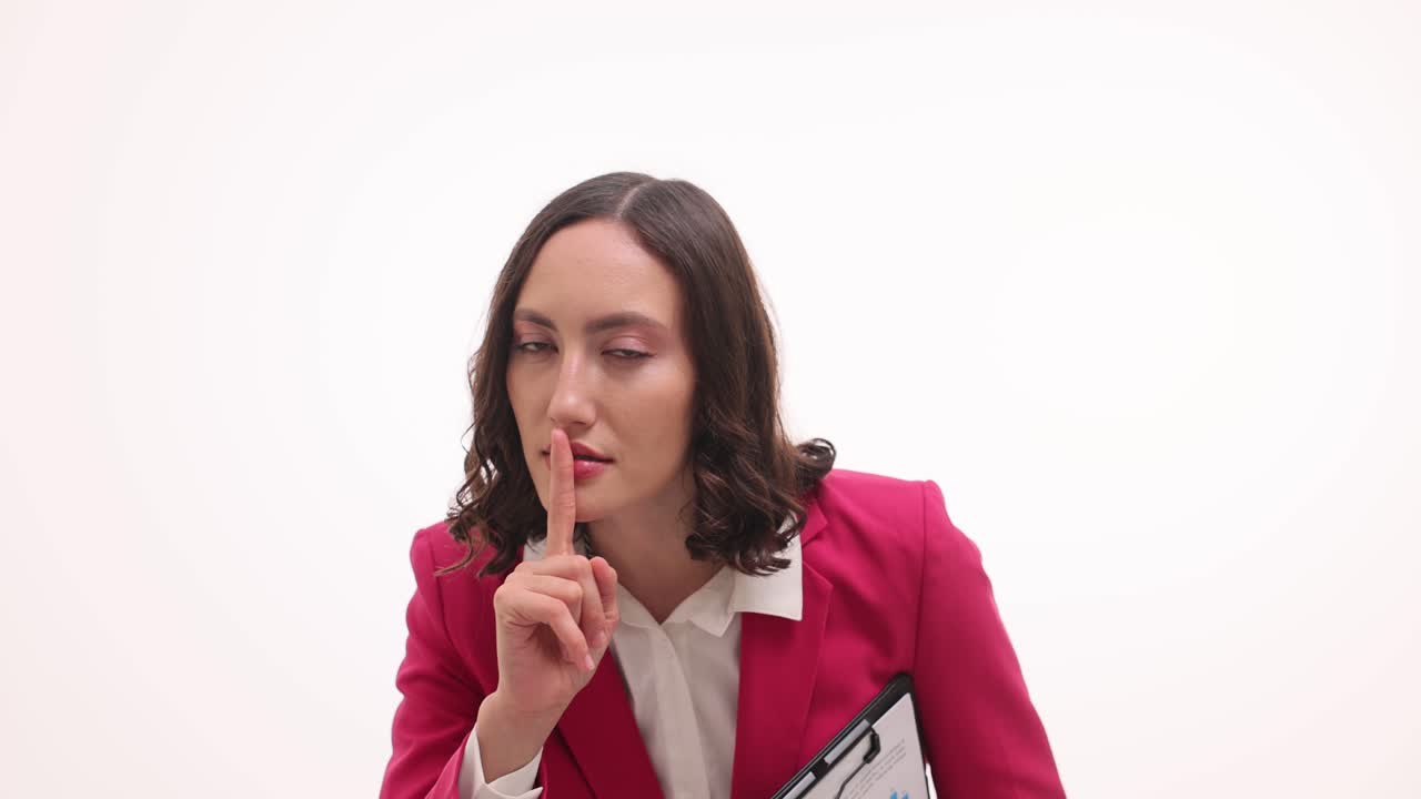 Businesswoman Asking for Silence