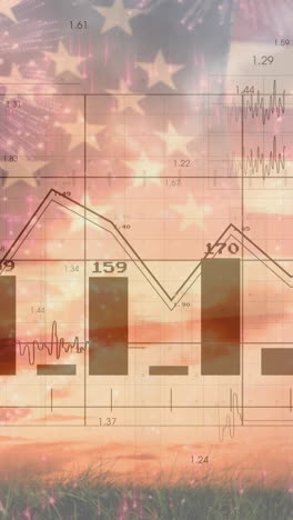 animación del procesamiento de datos sobre la bandera de américa
