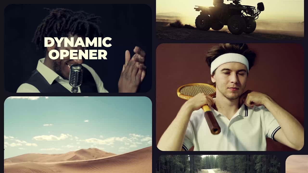 Opener slideshow galleria a schermo diviso per confronti e vetrine creative